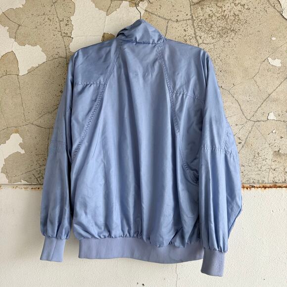 Vtg 80s Adidas Windbreaker Track Jacket Periwinkle Nylon Trefoil Logo Womens L - Picture 6 of 13